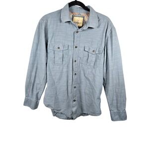 Outdoor Life Mens Blue Long Sleeve Button Down Utility Shirt Medium 100% Cotton